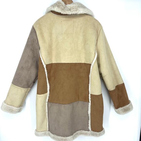 Hollister Womens Patchwork Faux Suede Coat Y2K Penny Lane Style  Size XL - Picture 4 of 8